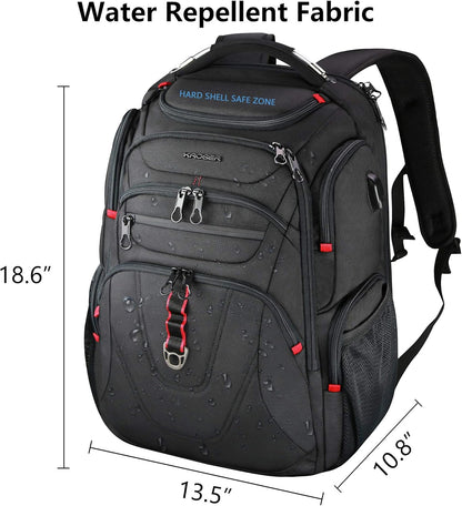 KROSER TSA Friendly Travel Laptop Backpack 17.3 inch XL Computer Backpack Water-Repellent College Daypack Business Backpack with RFID Pockets & USB Port for Men/Women-Black