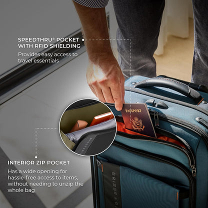 Briggs & Riley 26" Medium Expandable Spinner - Checked Luggage for Travel, Suitcases with Wheels, Softside Rolling Bag for Men & Women - ZDX Collection, Black