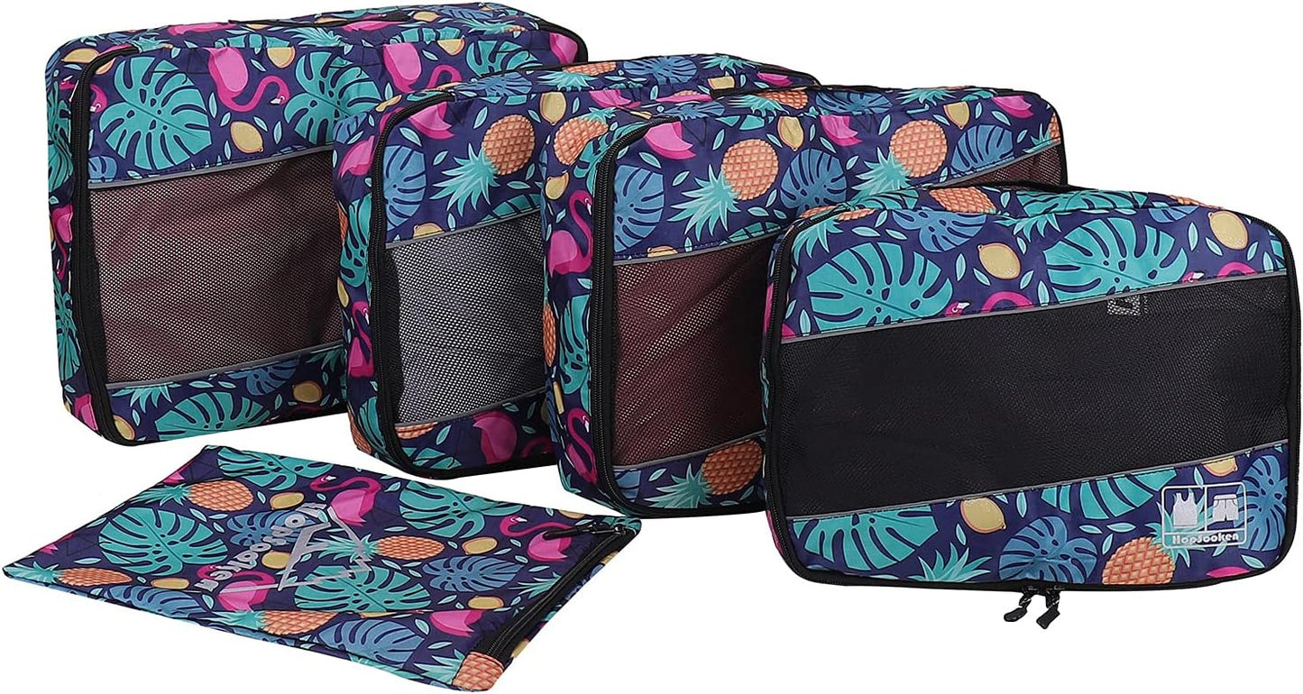 5 Set Packing Cubes for Travel Large Suitcase Luggage Organizer Bags Travel Accessories Vacation 4 Cubes 1 Laundry Pouch Bag