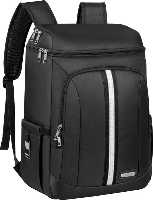 Backpack Cooler Insulated Leak Proof 35 Cans, 2 Insulated Compartments Thermal Bag, Portable Lightweight Beach Travel Camping Lunch Backpack for Men and Women, 30L, Reflective Stripes, Water-Resistant