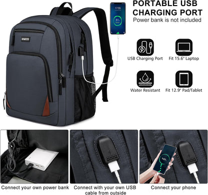 School Backpack for Teen Boys & Girls - 8 Compartments Water Resistant Bookbag with Large Laptop Sleeve | 15.6 Inch Anti-Theft College Student Backpack, Black