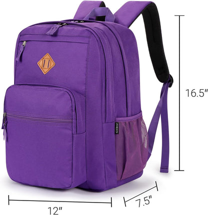 ZORFIN 26L Backpack for College, and Travel: Water Resistant Bookbag - Purple