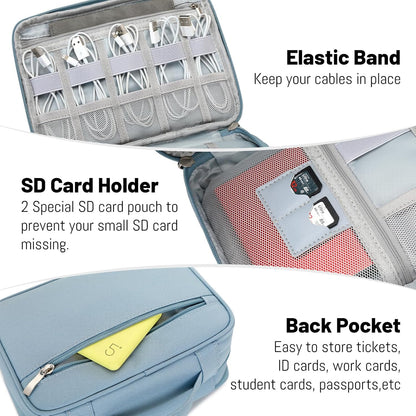 Lanola Electronic Organizer,Travel Cable Organizer Bag Pouch Electronic Accessories Carry Case Portable Double Layers Storage Bag for Cable,Cord,Charger,Phone,Earphone,Power Bank,Memory Cards - Black