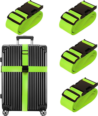 Luggage Straps for Suitcases TSA Approved Travel Belt 4 Pack by Chelmon (Green)
