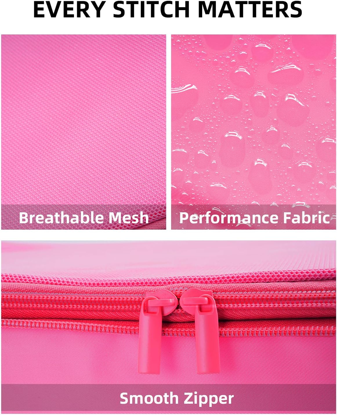 6 Set Compression Packing Cubes for Travel, Large Medium Small Luggage Organizers, Storage Bags for Clothes (6 Pack, Rose Red)