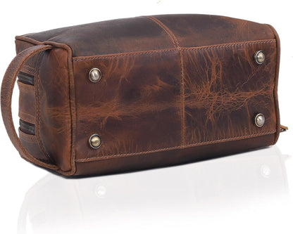 VC VINTAGE COUTURE Leather Toiletry Bag for Men Extra Large Leather Men's Toiletry Bag for Traveling Real Leather Dopp Kit for Men Leather Shaving Bag for Travel