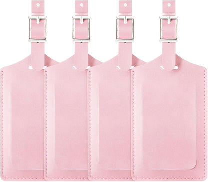 Travelambo Luggage Tags for Suitcases PU Leather Travel Tags Bag Tags Privacy Protection Travel Essentials