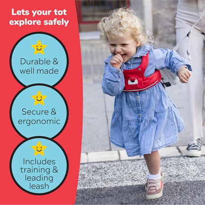 Trunki Toddler Leash - Fuss Free Toddler Walking Reins & Kids Safety Harness | Baby Leash for Kids – Felix Fox (Red)