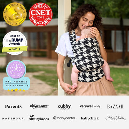 Momcozy Baby Carrier - Ergonomic, Cozy and Lightweight Carrier for 3-24 Months, Effortless to Put On, Ideal for Hands-Free Parenting, Enhanced Lumbar Support, Houndstooth