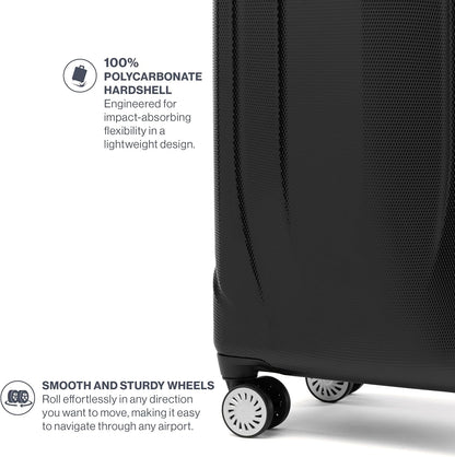 Travelpro Pathways 3 Hardside Expandable Luggage, 8 Spinner Wheels, Lightweight Hard Shell Suitcase, 3 Piece Set (21/25/28), Black Knight