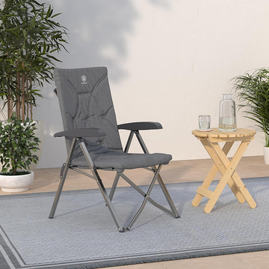 EVER ADVANCED Folding Camping Recliner Chair Fully Padded with Adjustable High Back Support Portable for Adults Patio Reclining Chair