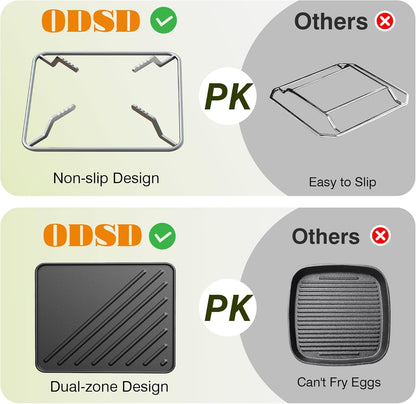 ODSD 2 Burner Camping Stove with Windshield, 20000 BTU Propane Camp Stove, Portable Folding Gas Stove, Camping Essentials Gears Includes Frying Pan, Coffee Stand & Carry Bag, Green