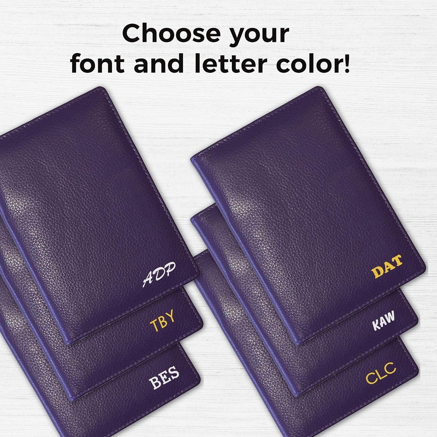 Personalized Monogrammed Dark Purple Leather RFID Passport Wallet