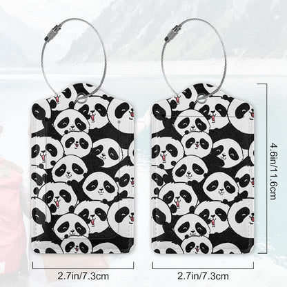 2Pcs Luggage Tag for Suitcase Panda Cartoon Cute Suitcase Tag with Privacy Flap & Name ID Label & Metal Loop,Travel Bag Luggage Tags for Women