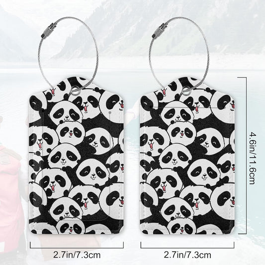 2Pcs Luggage Tag for Suitcase Panda Cartoon Cute Suitcase Tag with Privacy Flap & Name ID Label & Metal Loop,Travel Bag Luggage Tags for Women