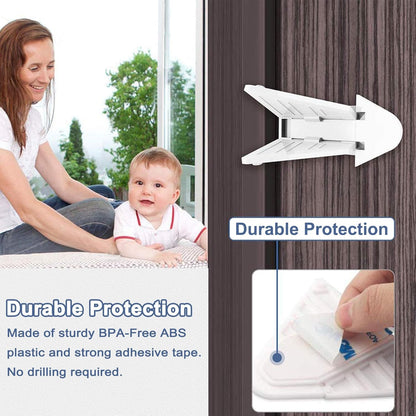 6-Pack Sliding Door Locks for Baby Safety, Viaky Child Cabinet Proofing Strong Adhesive Safety Latch for Sliding Closet/Shower/Patio/Window/Wardrobe (White)