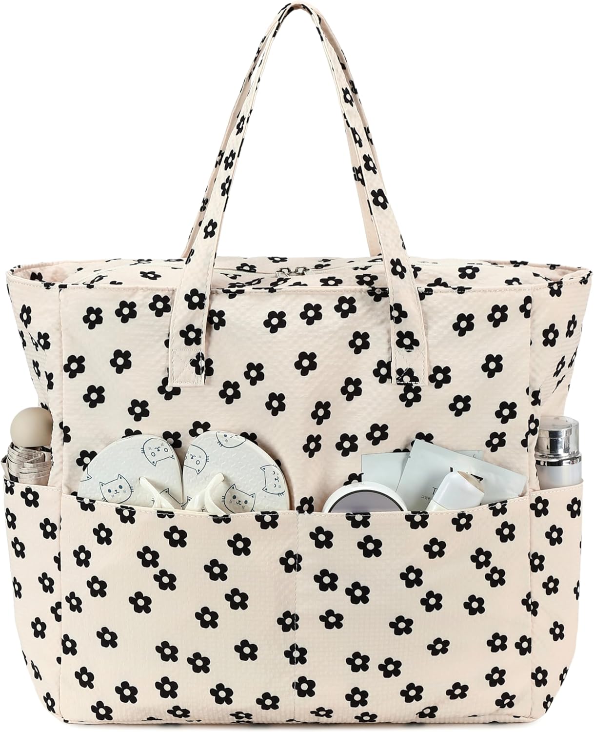 LEDAOU Beach Bag Waterproof Sandproof Women Tote Bag Pool Bag with Zipper for Gym Grocery Travel with Wet Pocket