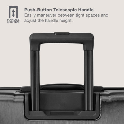 U.S. Traveler Boren Polycarbonate Hardside Rugged Travel Suitcase Luggage with 8 Spinner Wheels, Aluminum Handle, Carry-on 22-Inch, USB Port, Black