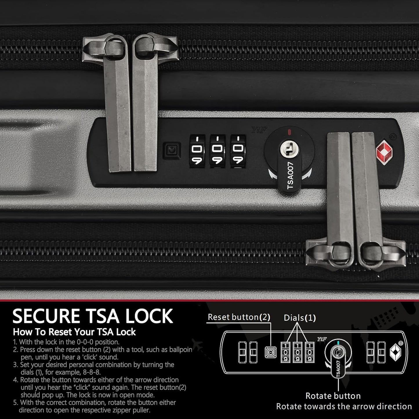 TydeCkare 16" Carry on Luggage with 2 Laptop Compartments, Lightweight Hardshell ABS+PC Suitcase with Dual Control TSA Lock, with YKK Zipper, 4 Spinner Silent Wheels, for Business Travel, Silver Grey