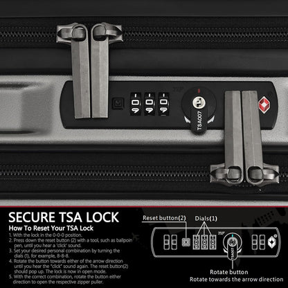 TydeCkare 16" Carry on Luggage with 2 Laptop Compartments, Lightweight Hardshell ABS+PC Suitcase with Dual Control TSA Lock, with YKK Zipper, 4 Spinner Silent Wheels, for Business Travel, Silver Grey