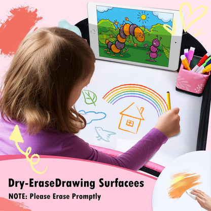 Kids Travel Tray, Car Seat Tray for kids Travel, Toddler Road Trip Essentials With Drawing Kit, Toddler Lap Desk Organizer for Car, Carseat Table for Airplane