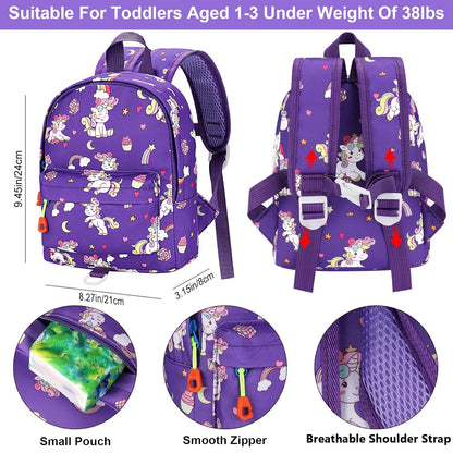 Accmor Toddler Harness Backpack Leash, Cute Baby Unicorn Backpacks with Anti Lost Wrist Link, Adorable Mini Child Backpack Leashes for Walking, Keep Kids Close Backpack Rope Tether Rein for Girls