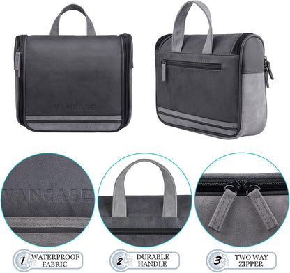 Hanging Toiletry Bag for Men VANCASE Vintage Leather Shaving Dopp Kit Medium Waterproof Travel Bathroom Bags Portable Shower Organizer