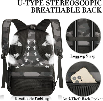 BIKROD Backpack for Boys Men, School Backpack for Teens Girls, Lightweight Casual High School Bookbag, Daily-use Travel Laptop Backpack with USB Charging Port Fits 15.6 Inch Notebook