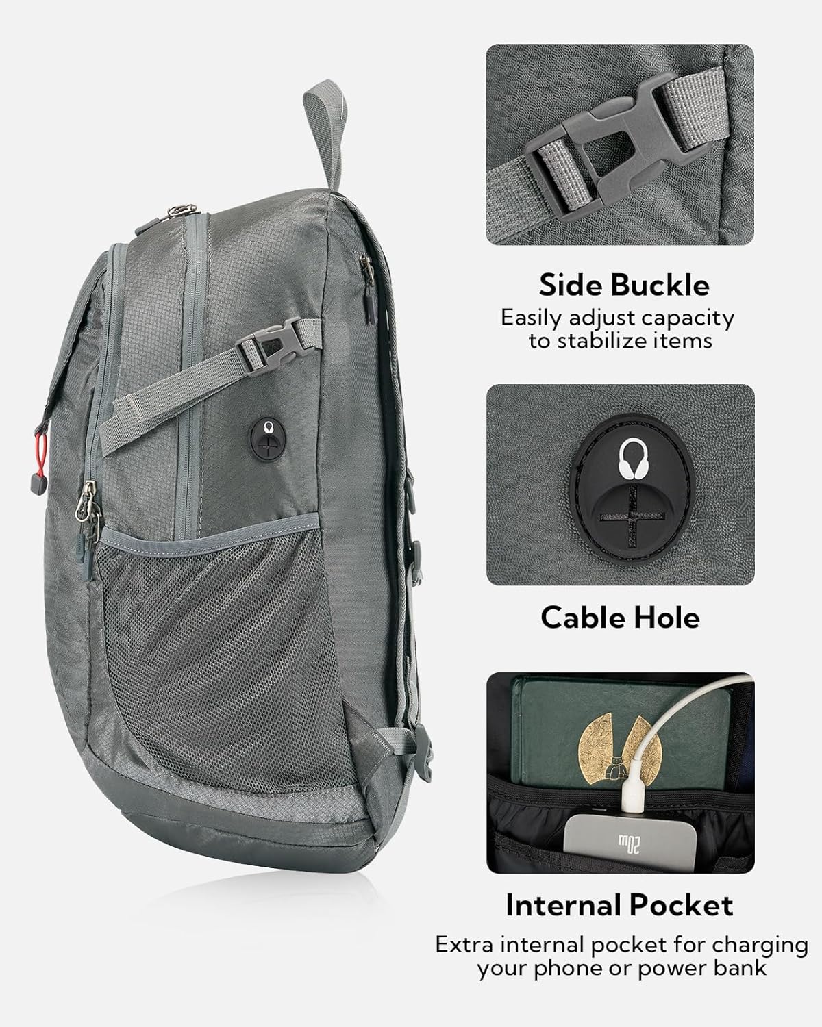 WATERFLY Lightweight Packable Hiking Backpack: 30L Foldable Travel Daypack Ultralight Camping Day Pack for Woman Man