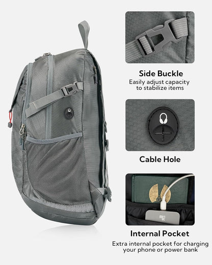 WATERFLY Lightweight Packable Hiking Backpack: 30L Foldable Travel Daypack Ultralight Camping Day Pack for Woman Man