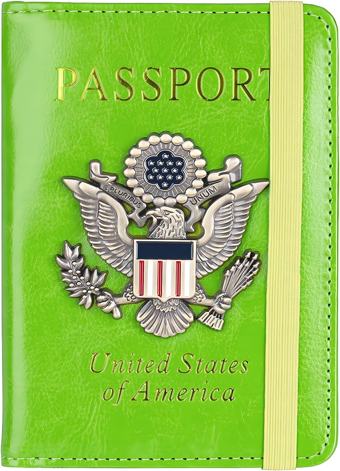 Passport Holder for Travel Passport Cover for Men Passport Wallet Case with Metal 3D Metal Badge Protector Leather Card Case RFID Blocking Women Travel Accessories Document Organizer (Green)