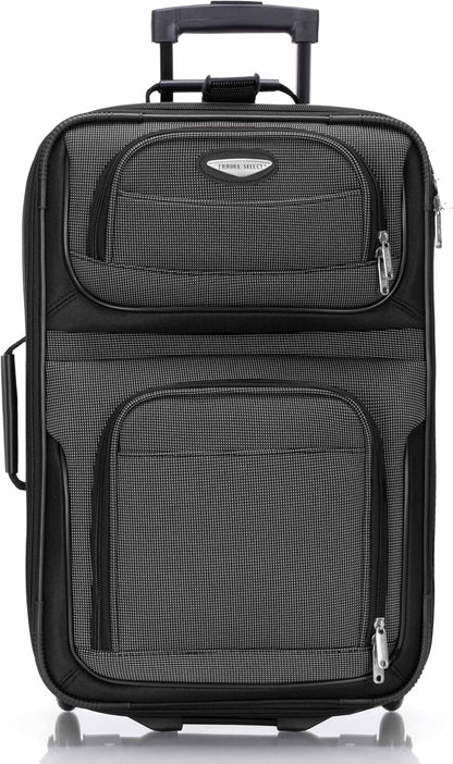 Travel Select Amsterdam 21-Inch Softside Expandable Carry-On Luggage, Lightweight 2-Wheel Upright, Expandable, TSA Lock, Gray