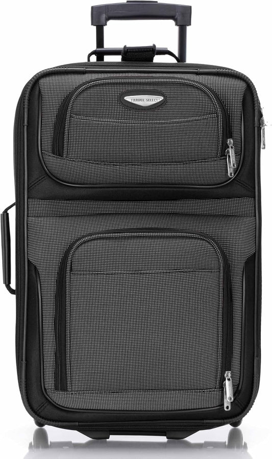 Travel Select Amsterdam 21-Inch Softside Expandable Carry-On Luggage, Lightweight 2-Wheel Upright, Expandable, TSA Lock, Gray