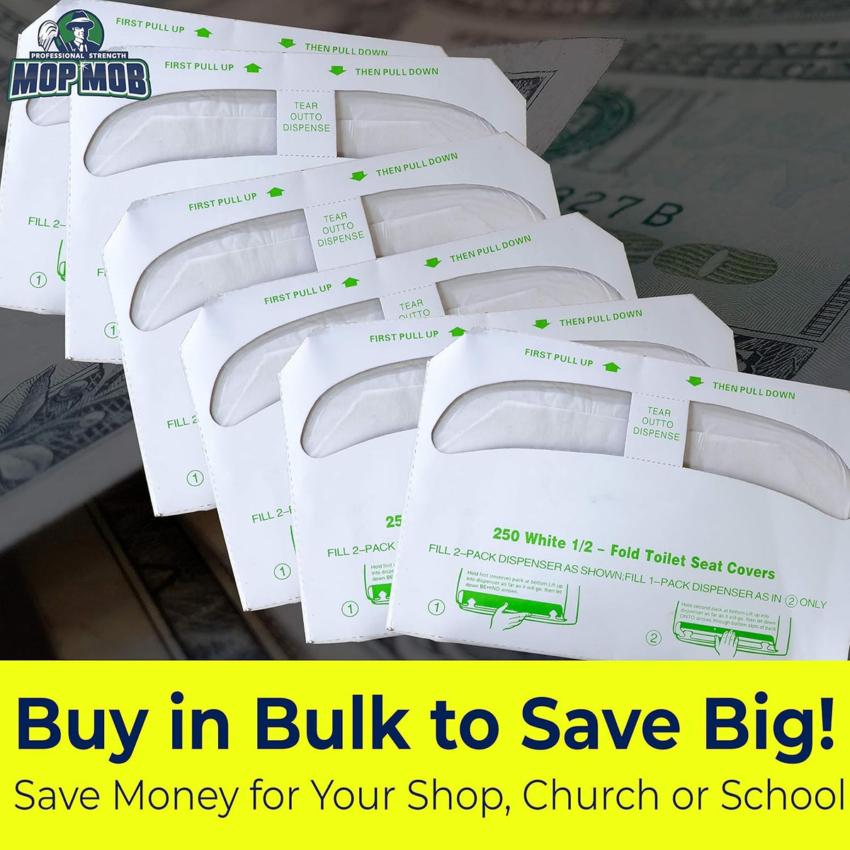 Biodegradable Half-Fold Toilet Seat Covers 250Pk. Self-Flushing, Disposable Potty Papers Keep Toilets Clean and Family Healthy. Mess-Free Paper Safety Covers for Commercial, Home, Travel and Kids Use