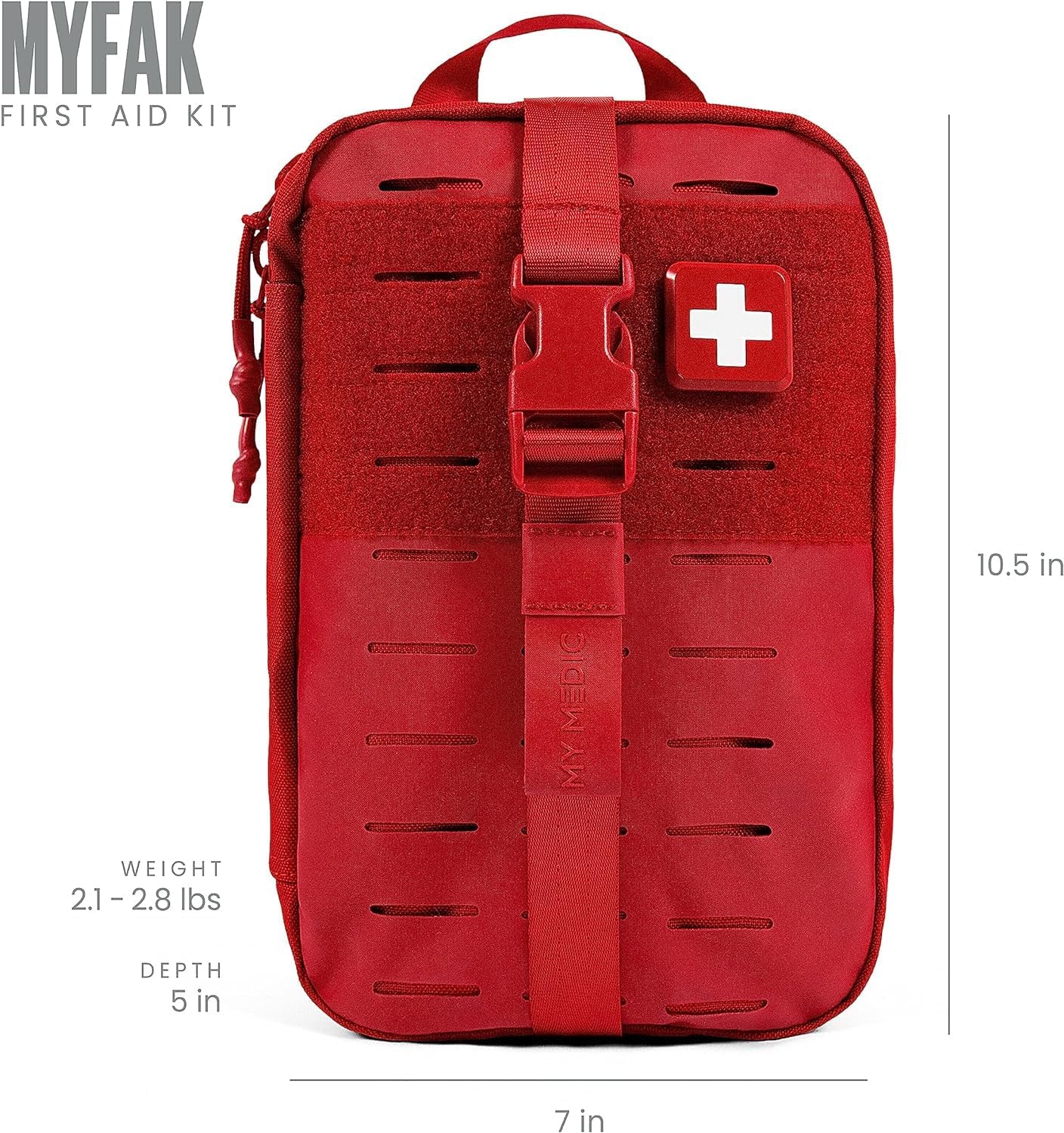 MY MEDIC MyFAK Standard Ifak First Aid Kit - 132 Life Saving Trauma and Medical Items - HSA FSA Eligible Survival Kit for Camping or Your Car - RED