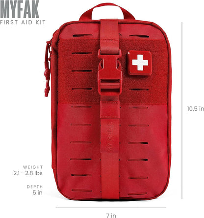MY MEDIC MyFAK Standard Ifak First Aid Kit - 132 Life Saving Trauma and Medical Items - HSA FSA Eligible Survival Kit for Camping or Your Car - RED