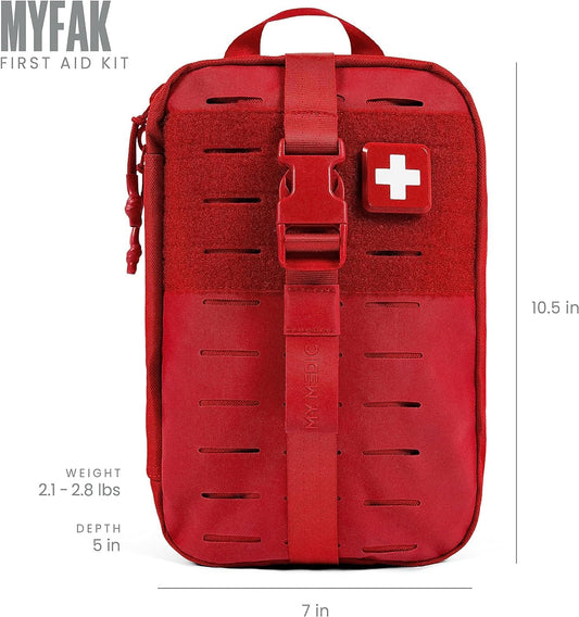 MY MEDIC MyFAK Standard Ifak First Aid Kit - 132 Life Saving Trauma and Medical Items - HSA FSA Eligible Survival Kit for Camping or Your Car - RED