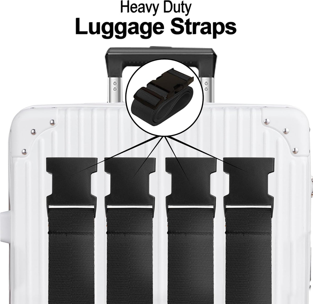 Luggage Straps for Suitcases TSA Approved Travel Belt 4 Pack by Chelmon (Black)