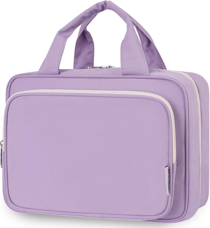 Narwey Travel Toiletry Bag for Women Large Hanging Makeup Bag Organizer Toiletries Bag for Full Size Essentials Accessories Cosmetics (Purple (Large))