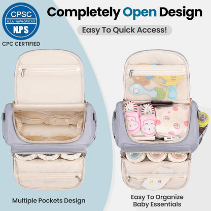 4 in 1 Convertible Diaper Bag Backpack,Waterproof Baby Diaper Bag with Changing Pad,Converts into Baby Tote Bag,Diaper Backpack,Stroller Bag and Crossbody Diaper Bag