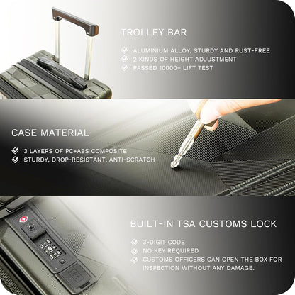 20 inch Carry On Luggage Expandable Top Opening/Clamshell Opening, TSA Approved Carry On Luggage Hard Shell Suitcases, Lightweight Away Carry On Suitcases with Large Capacity Backpack