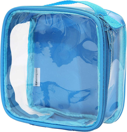 EzPacking Clear TSA Approved 3-1-1 Travel Toiletry Bag for Carry On/Quart Size Transparent Liquids Pouch for Airport Security/Reusable See Through Vinyl & PVC Plastic Organizer Men Women (Turquoise)