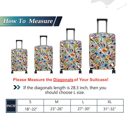 HYPER VENTURE Washable Luggage Cover - Fashion Suitcase Protector Fits 27-30 Inch Luggage (World Voyage, L)