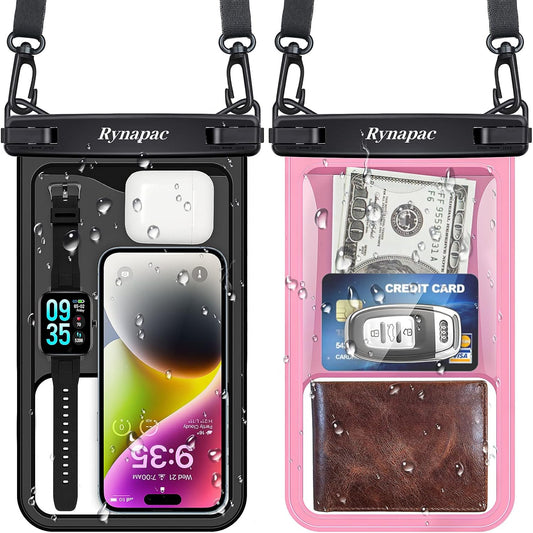 2 Pack Waterproof Phone Pouch - 10in Waterproof Phone Case with Lanyard, IPX8 Cell Phone Dry Bag Beach Cruise Ship Essentials for iPhone 16 15 14 Pro Max, Galaxy S25 S234 S23 Ultra