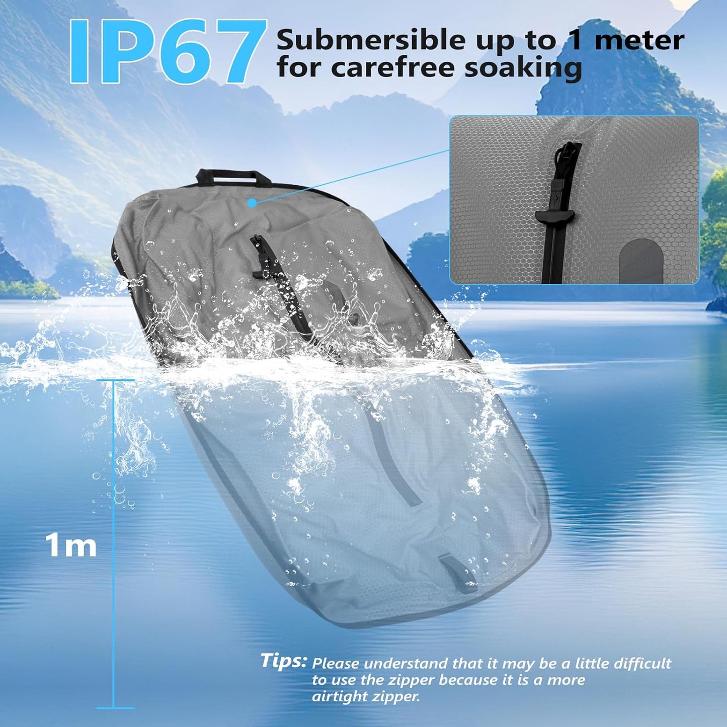 2025 Vacuum Bags for Travel with See-Through Window Space Saver Vacuum Seal Bags for Clothing Travel IP67 Reusable Packing Organizers for Luggage, Backpack, Suitcase Grey 1PC+No Pump