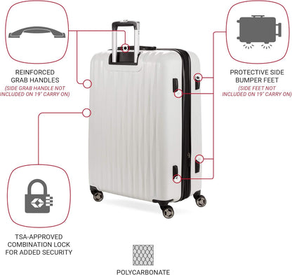 SwissGear 7272 Energie Expandable Hardside Luggage with Spinner Wheels and TSA Lock, White, 2-Piece Set (19/27)