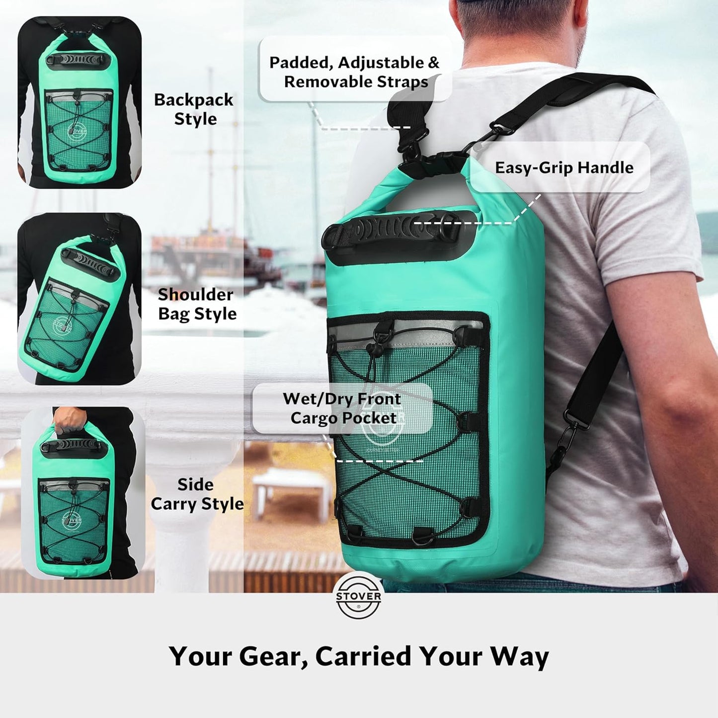 STOVER 5/10/25/30/40/55L Waterproof Backpack- Floating Dry Bag for Kayaking, Travel, Beach, Hiking, & Camping, Men/Women