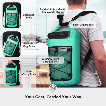 STOVER 5/10/25/30/40/55L Waterproof Backpack- Floating Dry Bag for Kayaking, Travel, Beach, Hiking, & Camping, Men/Women