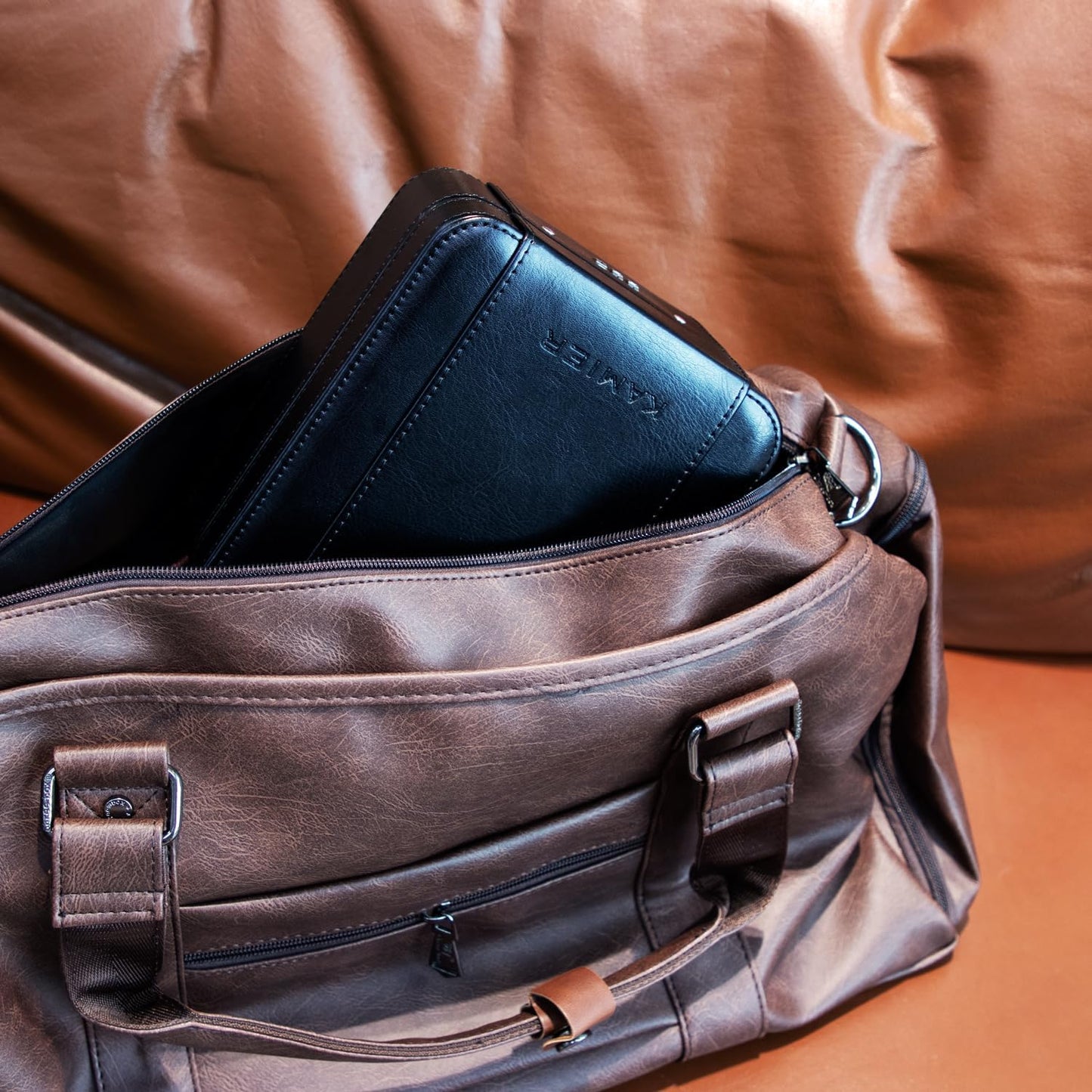 KAMIER Watch Case with Combination Lock - 4 Watch Storage and Jewelry Organizer - Watch Travel Case for Ring and Watch Storage, PU Leather Travel Watch Case, Ideal for Gift (With Gift Box),Black