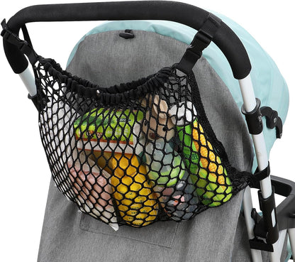 Accmor Universal Stroller Organizer, Polyester Net Mesh Bag Fits for Uppababy, Nuna, Britax, Doona Strollers, Non-Slip Adjustable Stroller Mesh Cargo Net Storage Caddy Accessories